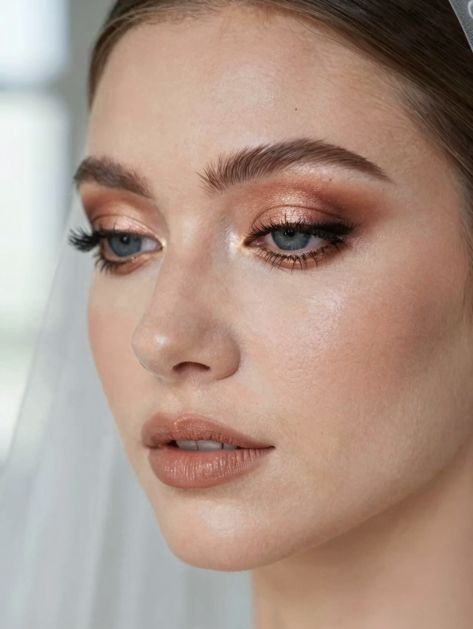 Wedding Makeup for Blue Eyes — close-up detail